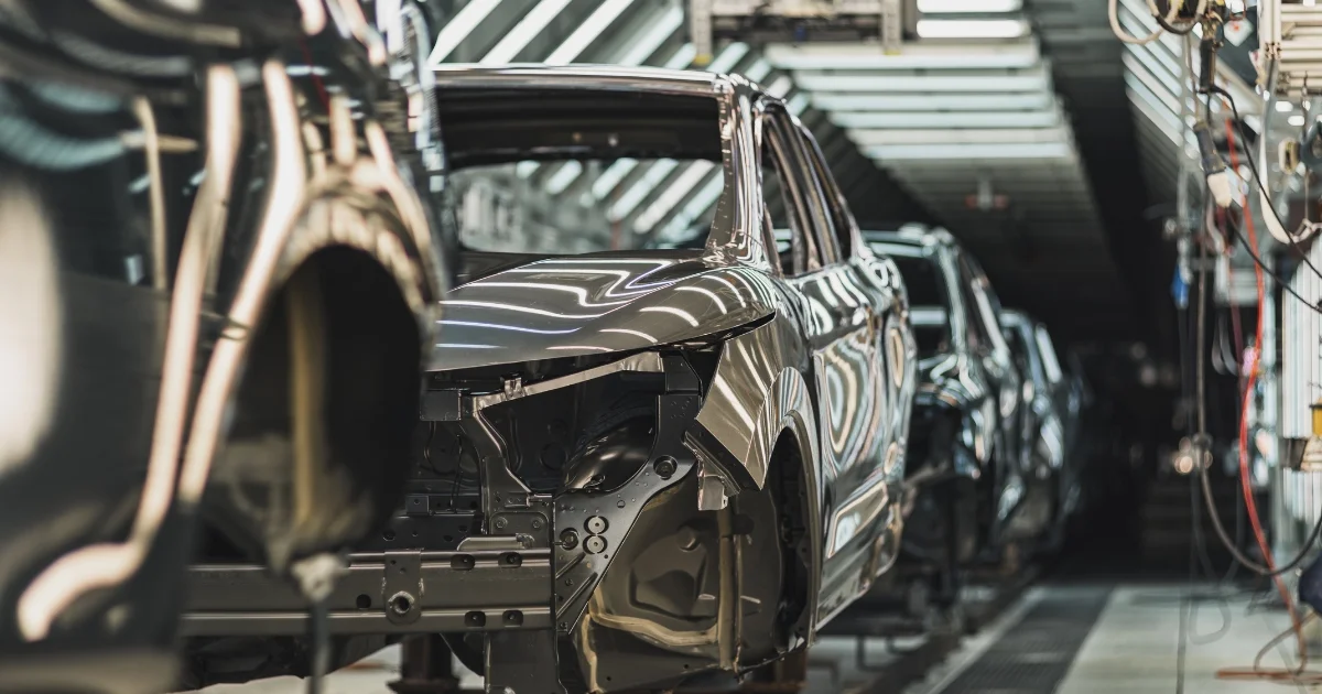 Automotive assembly line with car bodies