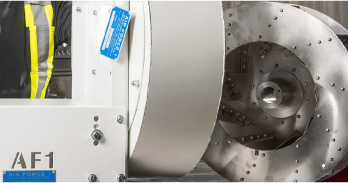 AF1 industrial blower with metal fan detail.