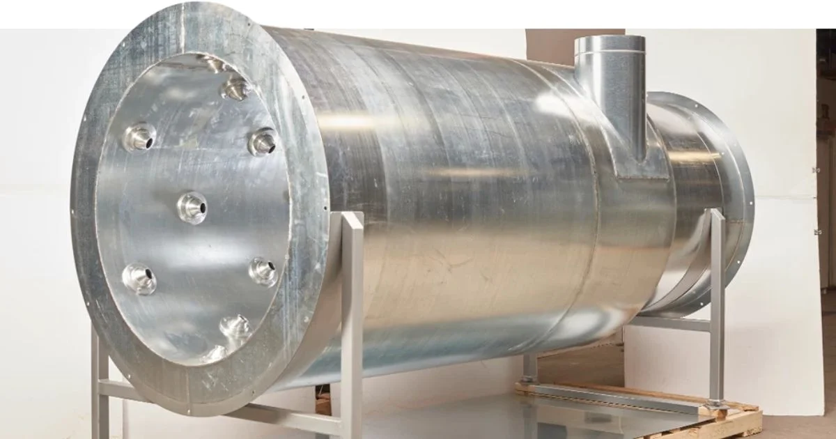 Heavy-duty industrial blow-off cylinder on stand.