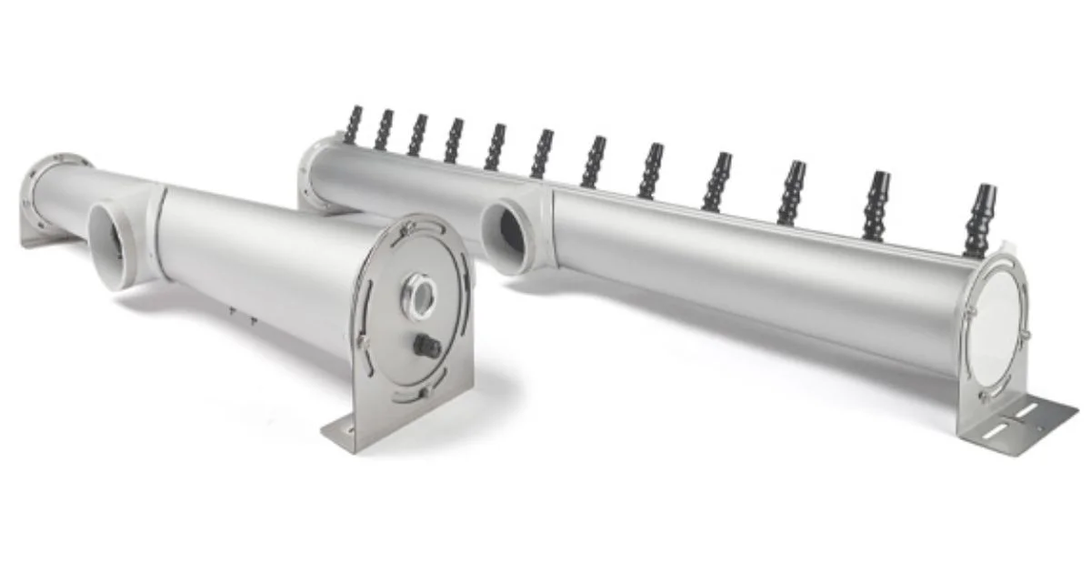 Industrial stainless steel air knife manifold assembly