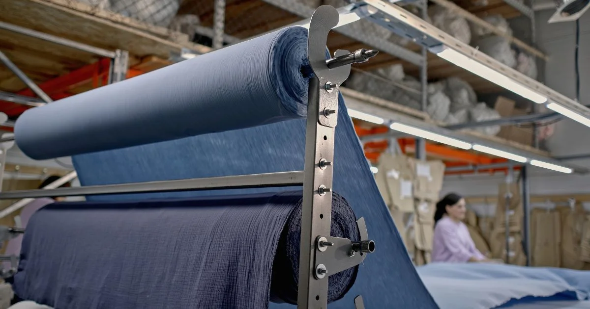Textile fabric roll feeding production machine